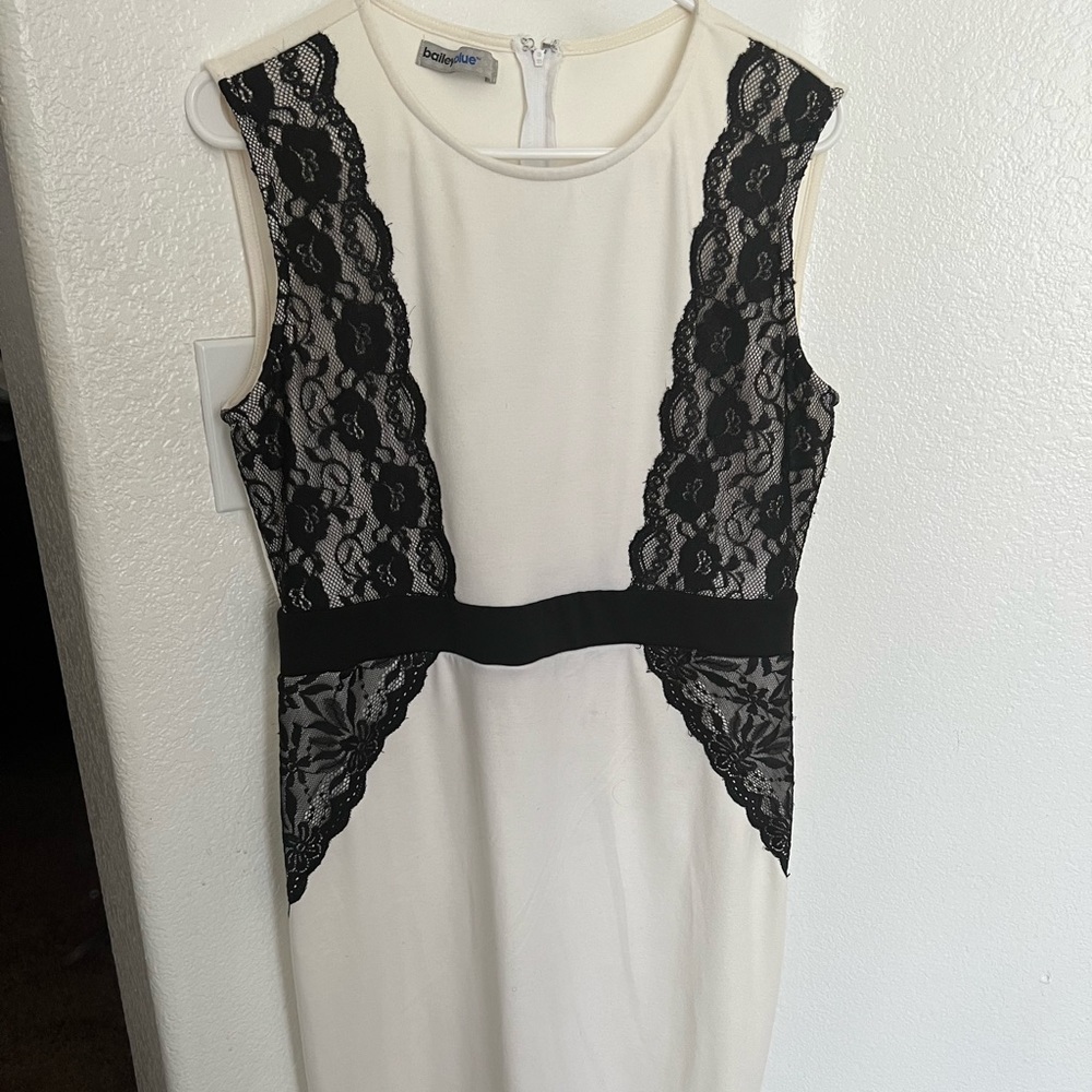 Black lace white dress